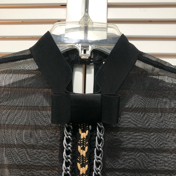 RARE Byron Lars Beauty Mark lace dress w/raffia braid, grosgrain & chain detail! - Picture 5 of 8